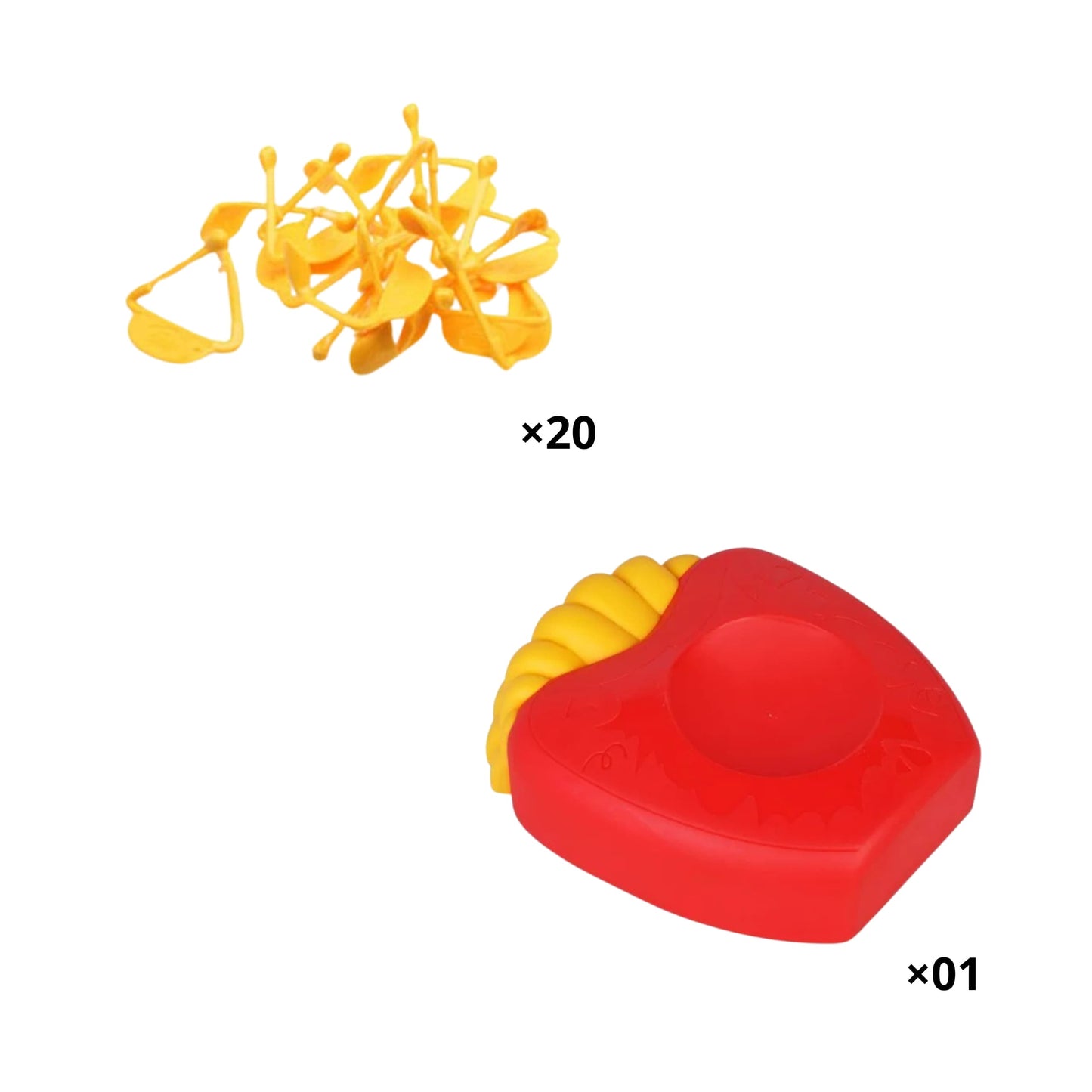 Papas fritas de plástico con diseño realista y bordes suaves para seguridad infantil