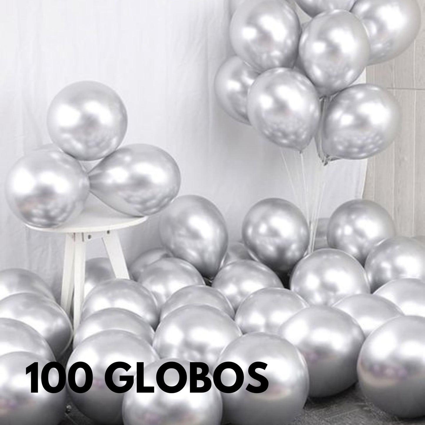 Globo metalizado plata brillante, ideal para fiestas, Año Nuevo y eventos corporativos