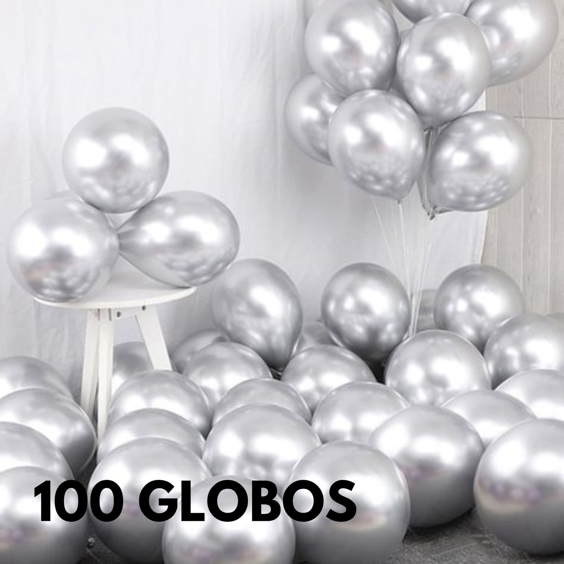 Globo metalizado plata brillante, ideal para fiestas, Año Nuevo y eventos corporativos