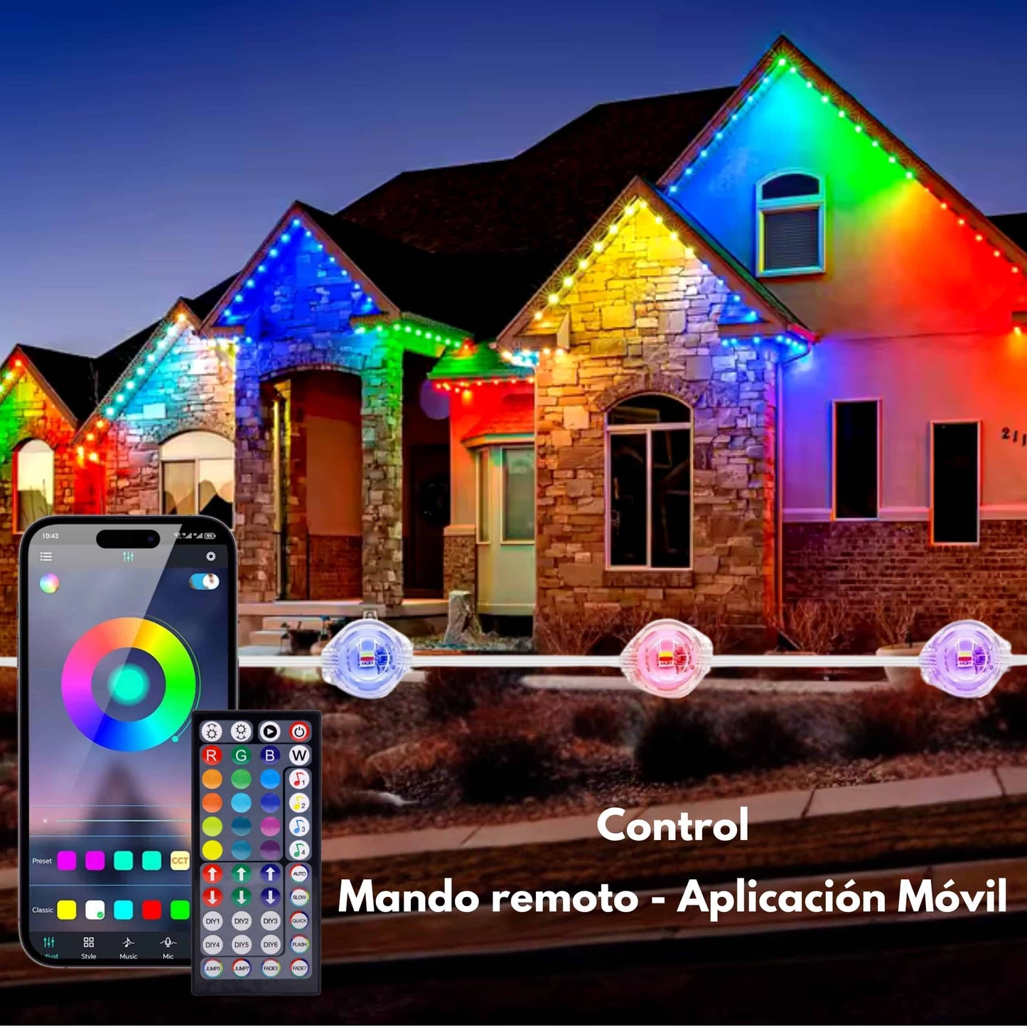 Modo música activado: guirnalda LED cambiando al ritmo del sonido
