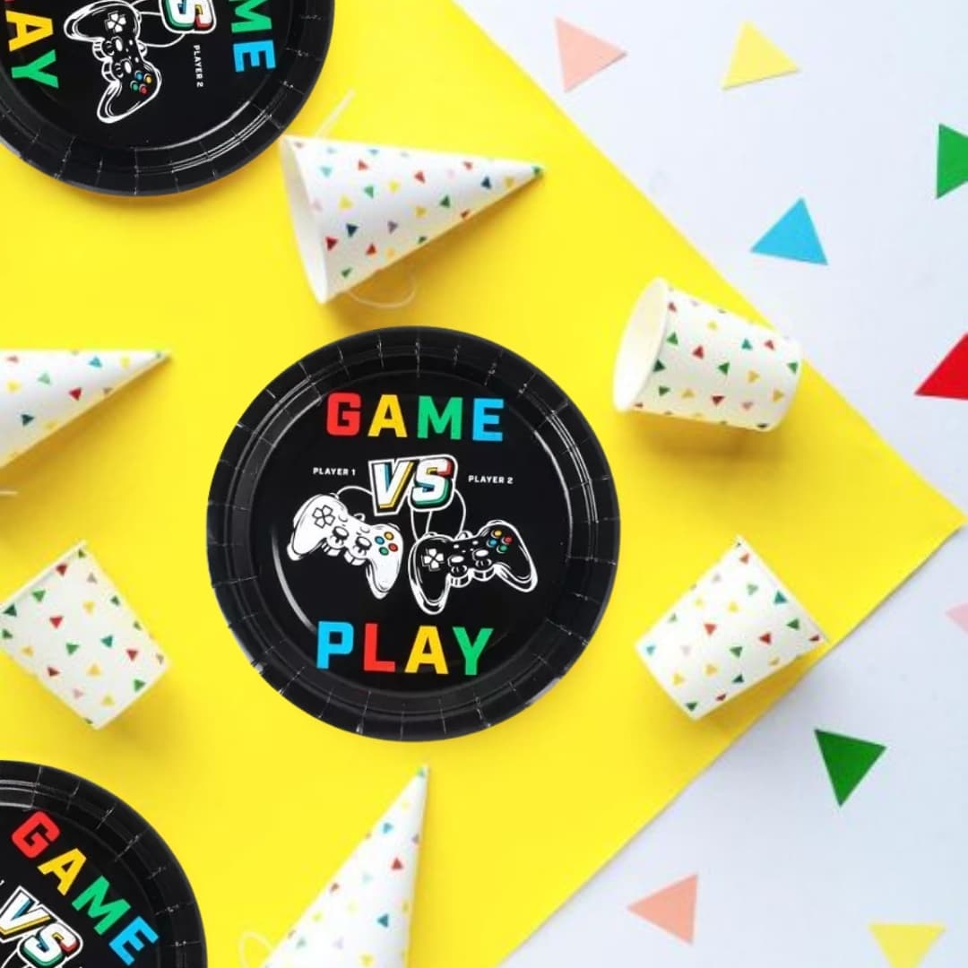 Platos gamer de cartón ecológico, aptos para alimentos calientes y fríos, diseño moderno