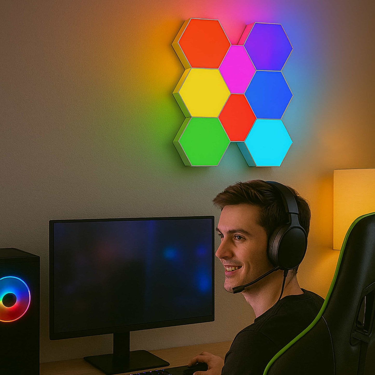 Set de 6 Luces LED Hexagonales Táctiles – Crea tu Propio Muro de Luz Modular