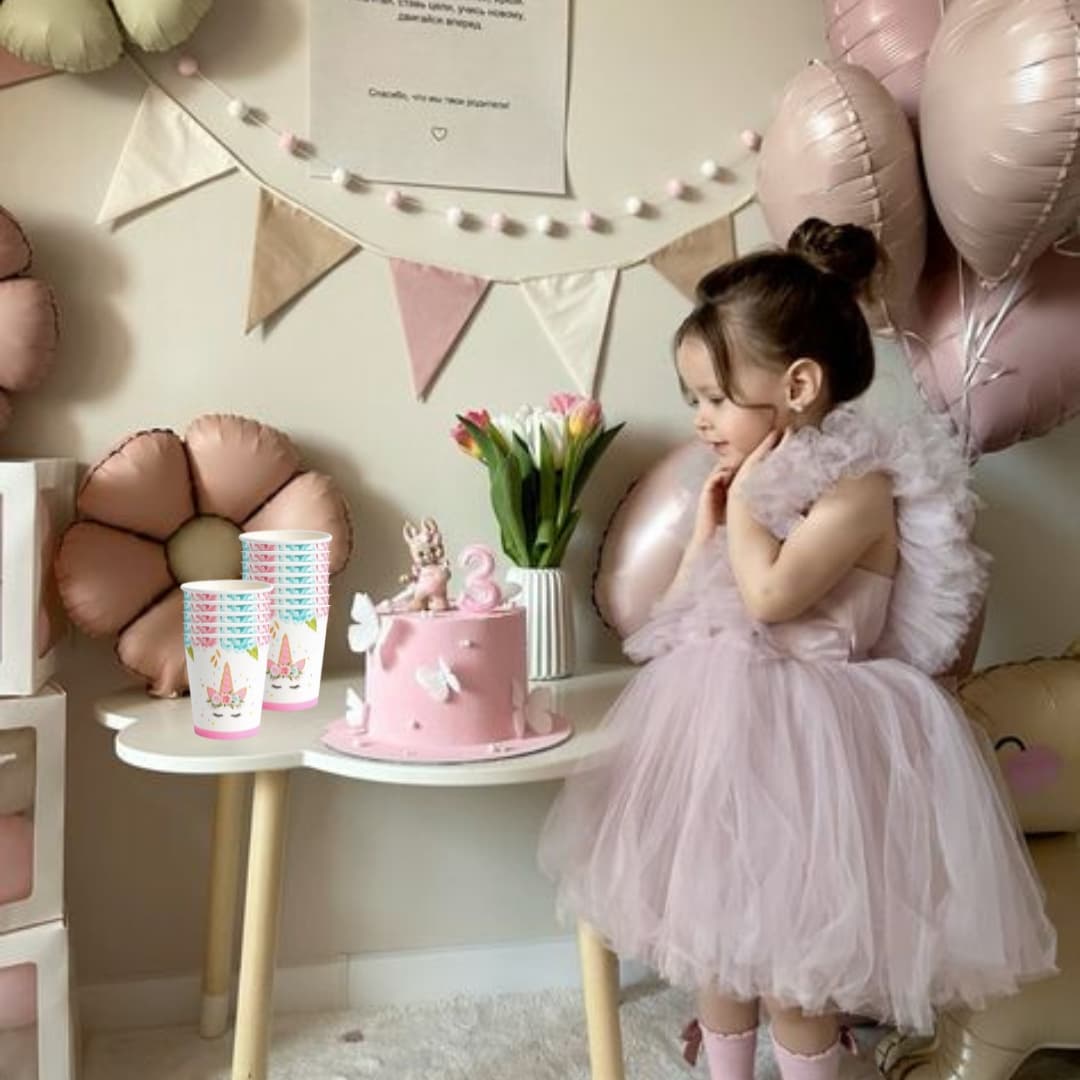 Vasos unicornio con diseño encantador, ideales para baby showers y celebraciones mágicas