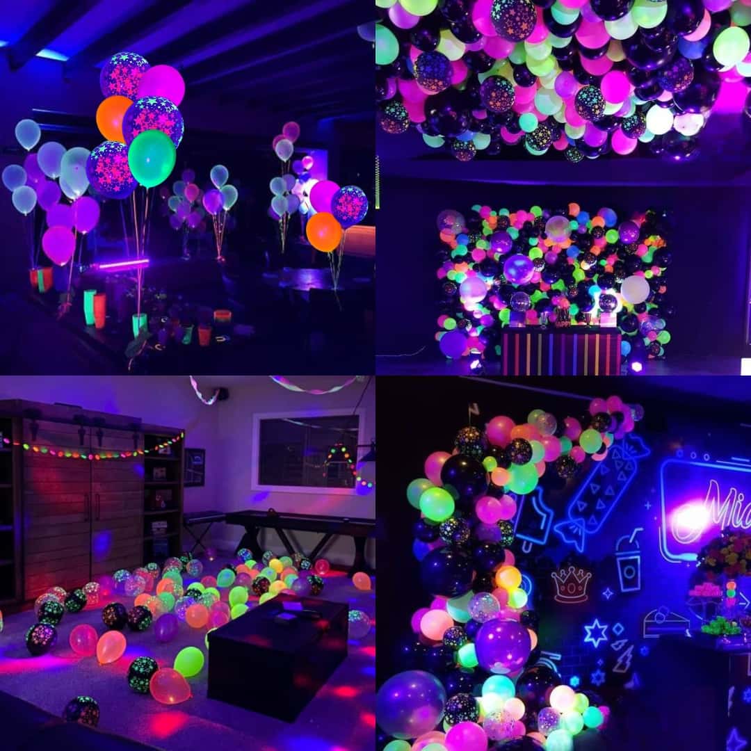 Empaque del pack de 90 globos LumiStars en variedad de colores y diseños