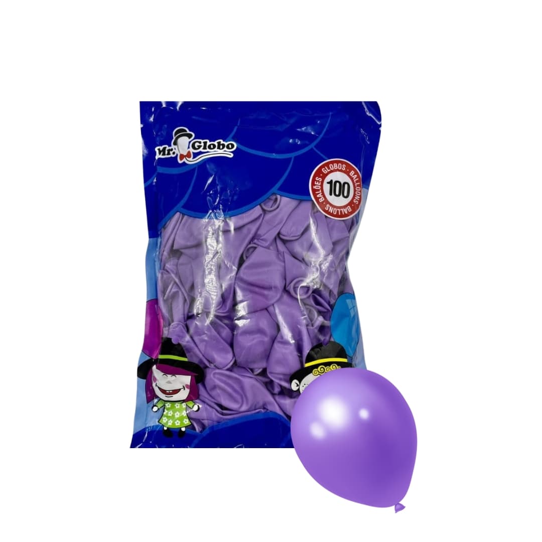 Globo morado biodegradable Mr. Globo, perfecto para decoraciones originales y creativas