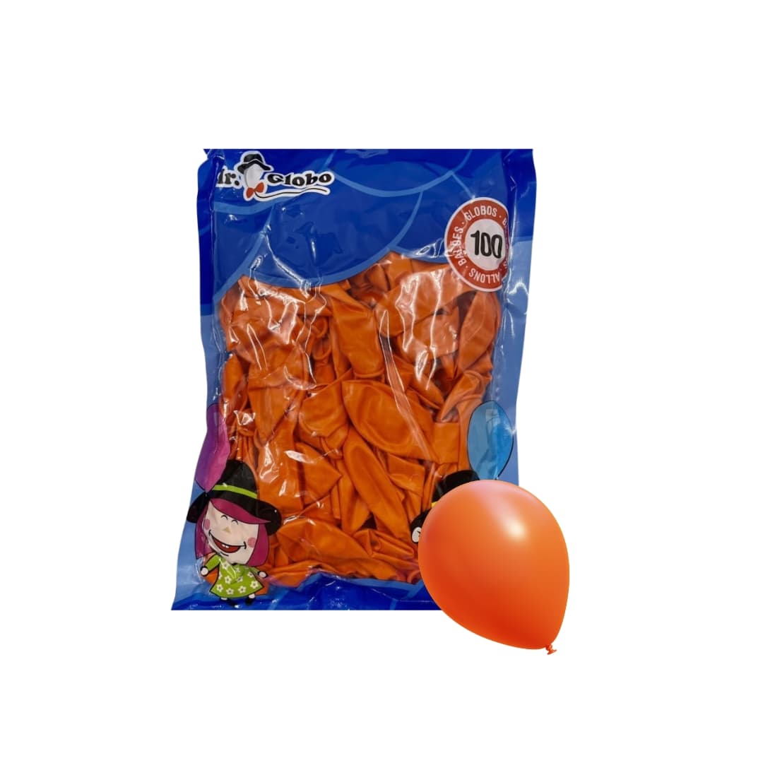 Globo naranja Mr. Globo ecológico, decoración vibrante para fiestas temáticas