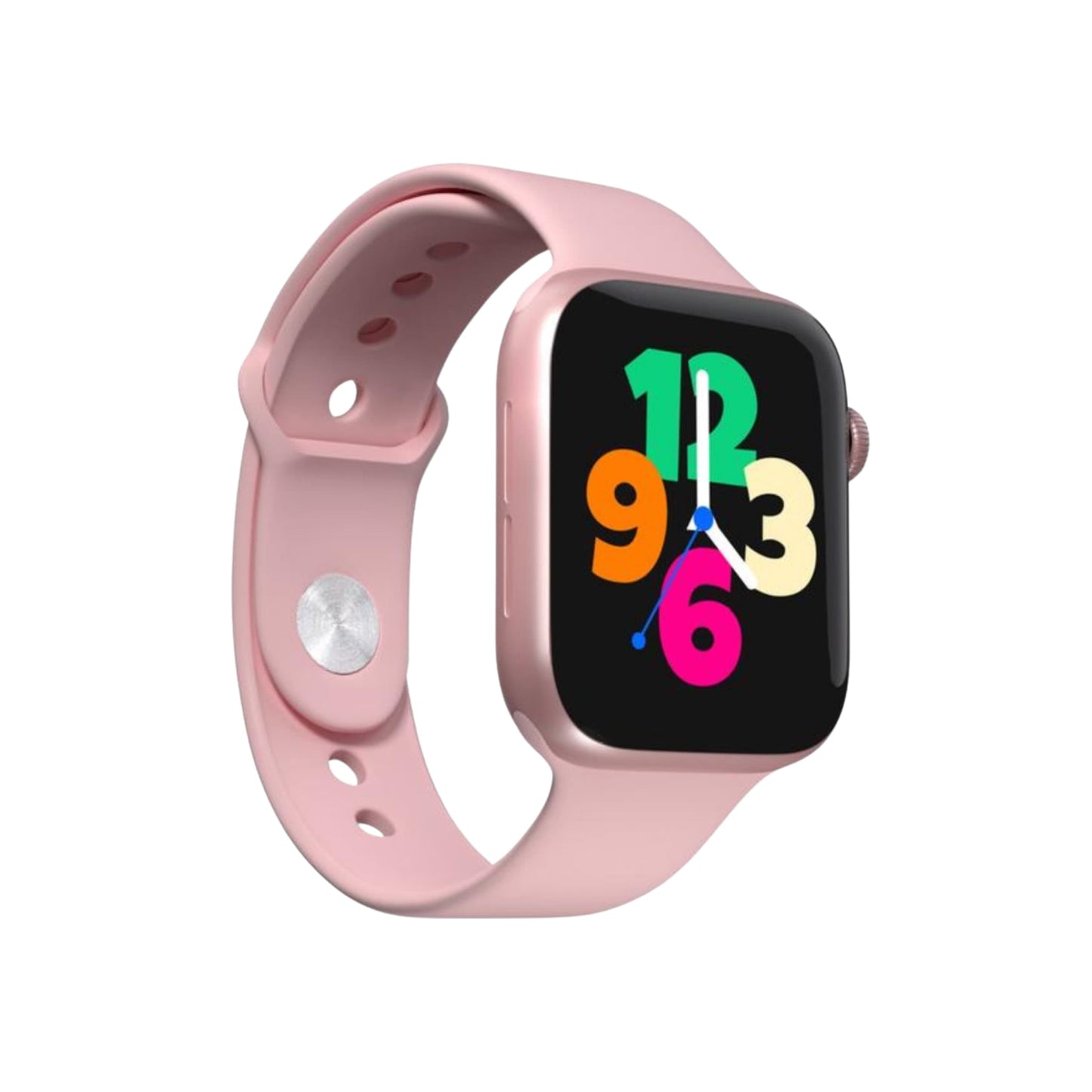 Smartwatch cargando inalámbricamente sobre base magnética sin cables visibles
