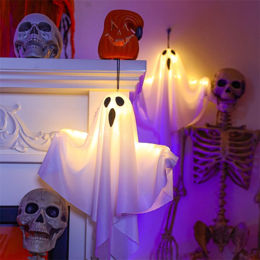 Gancho de acero inoxidable y linterna fantasma LED sin cables