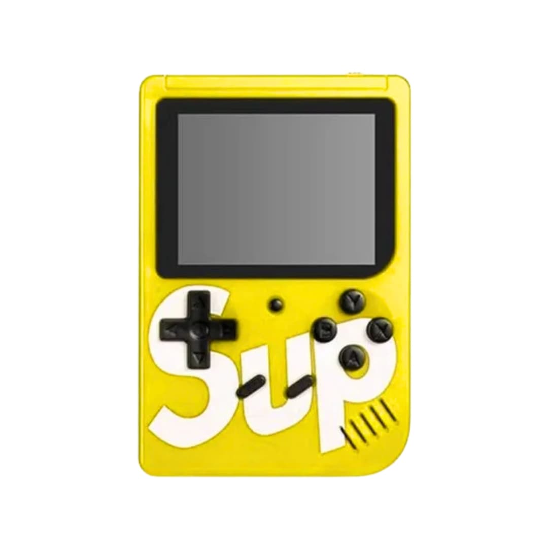 Gameboy amarilla retro con botones visibles y carcasa brillante