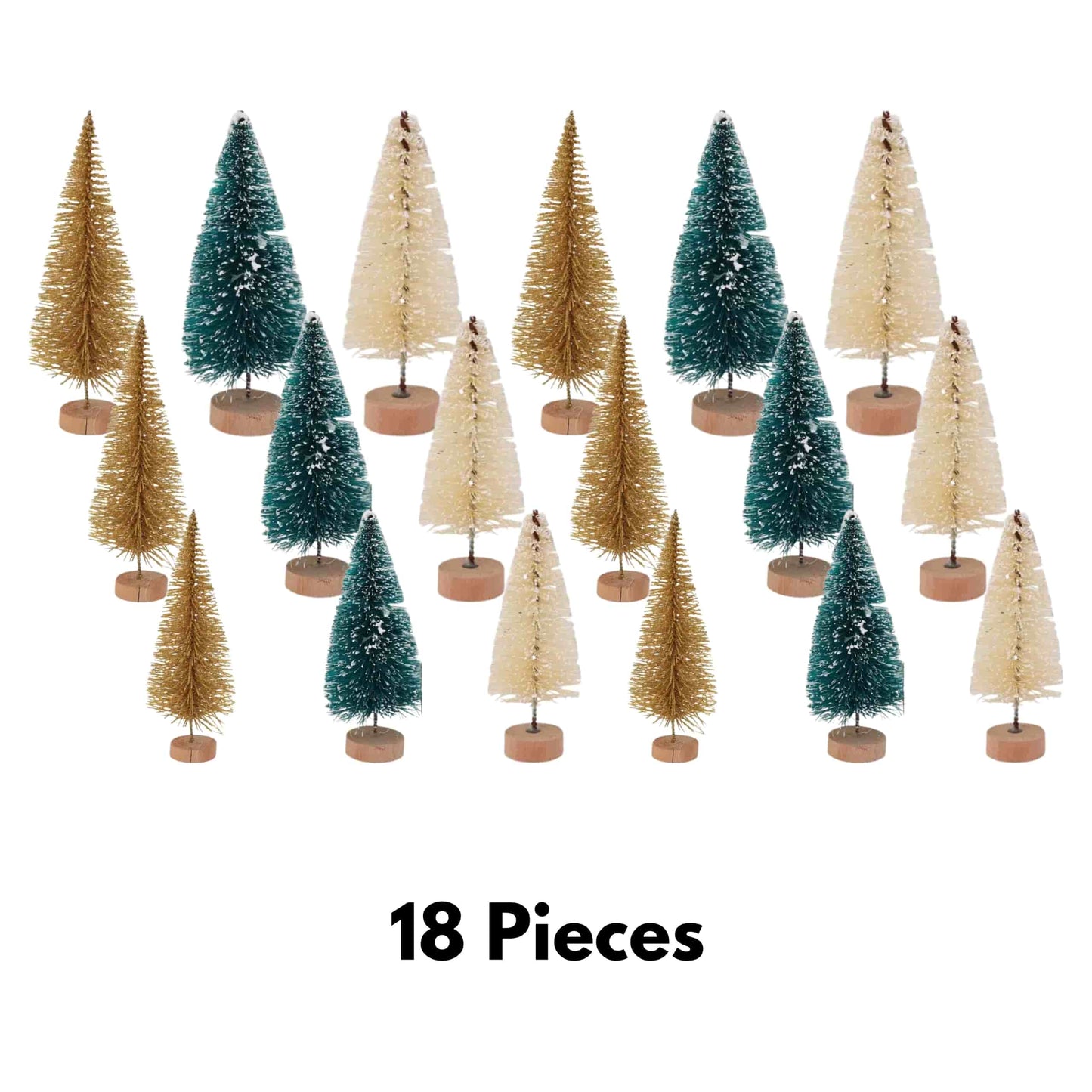 Pack de 18 mini árboles decorativos en vitrinas y belenes navideños