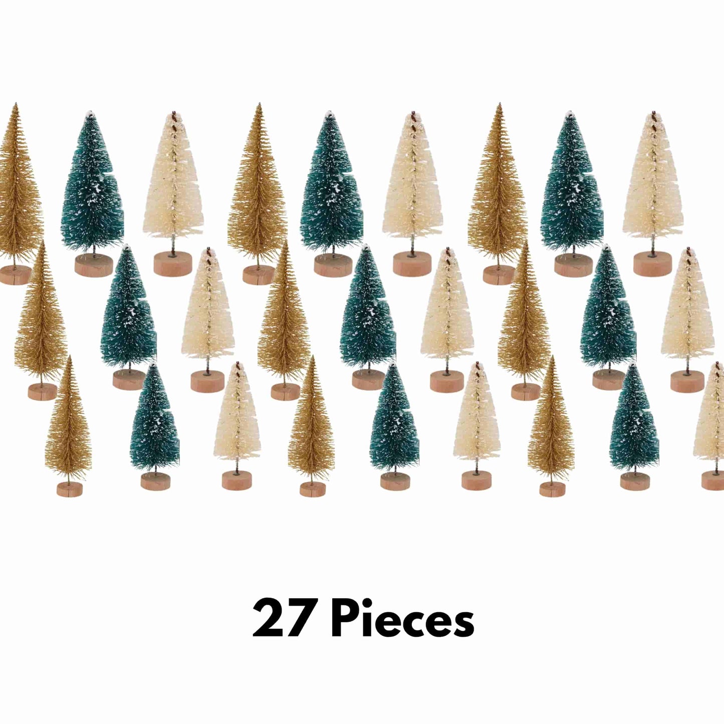 Pack de 27 mini árboles premium en tres tamaños, ideal para escaparates