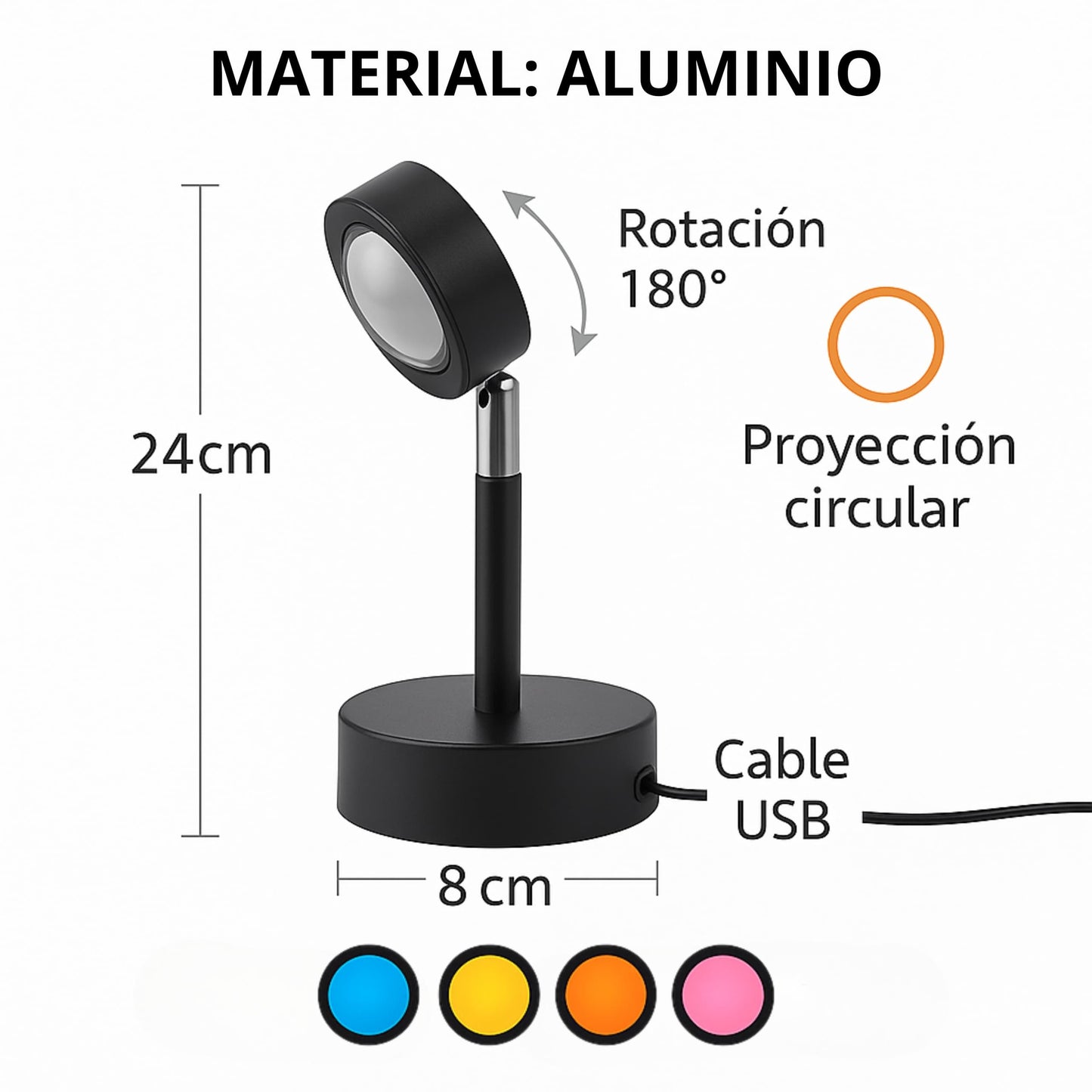 Lámpara de atardecer LED creando ambiente relajante y romántico.