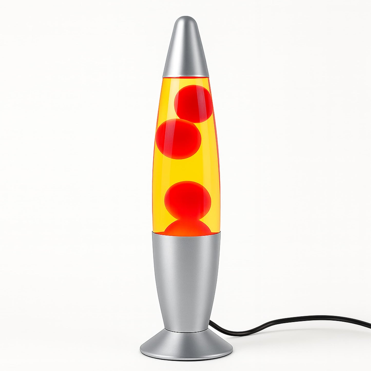 Lámpara de lava naranja iluminada, perfecta para aportar color y estilo en interiores elegantes