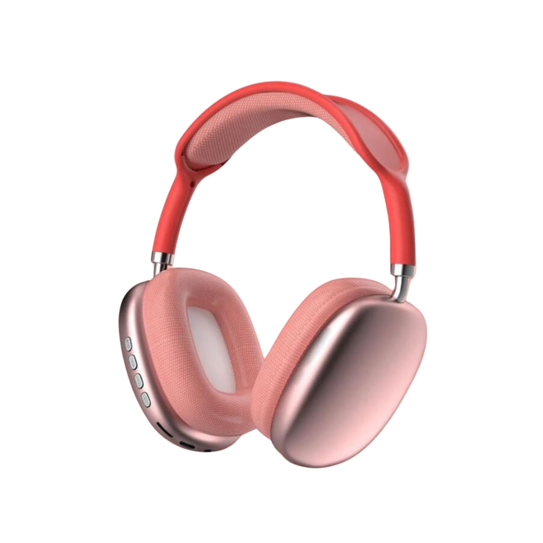 Auriculares Air P9 Pro Max rojos vibrantes sobre fondo blanco