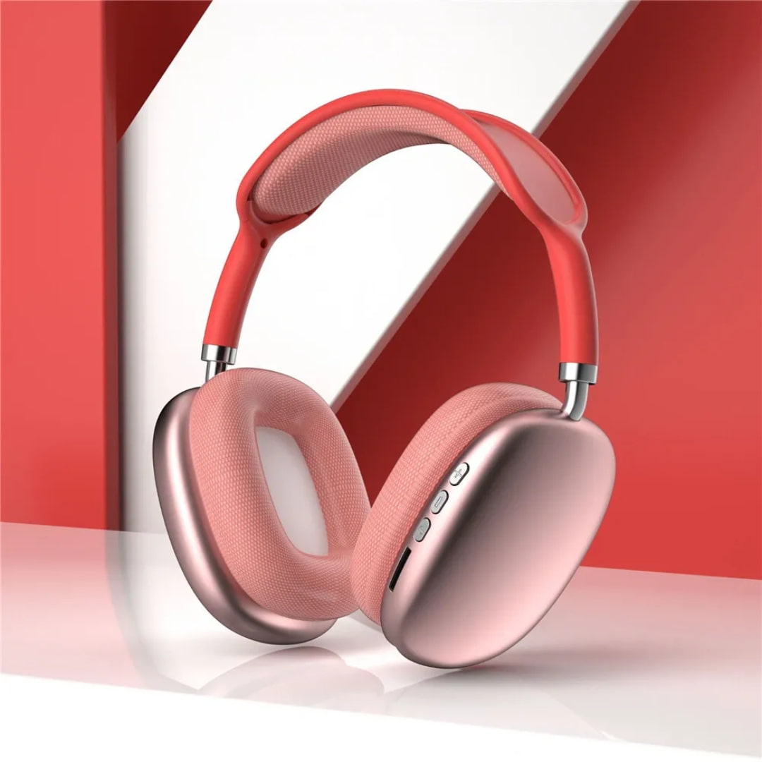 Detalle de auricular rojo con sensor táctil