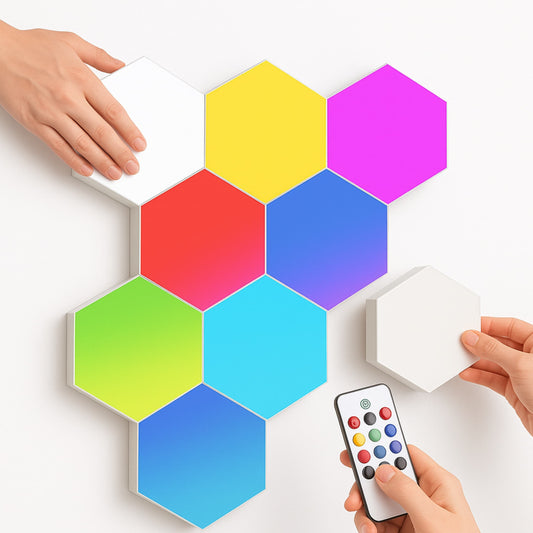 Set de 6 Luces LED Hexagonales Táctiles – Crea tu Propio Muro de Luz Modular