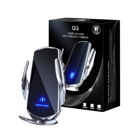Cargador inalámbrico Qi con sensor automático en coche.