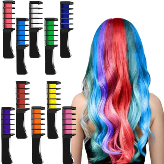 Set de 10 peines tinte temporal cabello, colores vibrantes para fiestas y disfraces