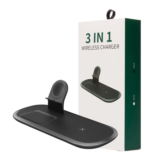 Cargador 3 en 1 para iPhone, Apple Watch y AirPods.