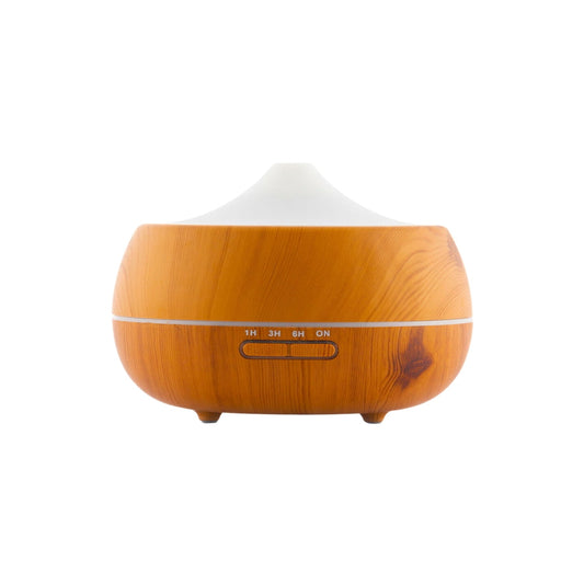 Humidificador LED multicolor con efecto madera y diseño zen para aromaterapia