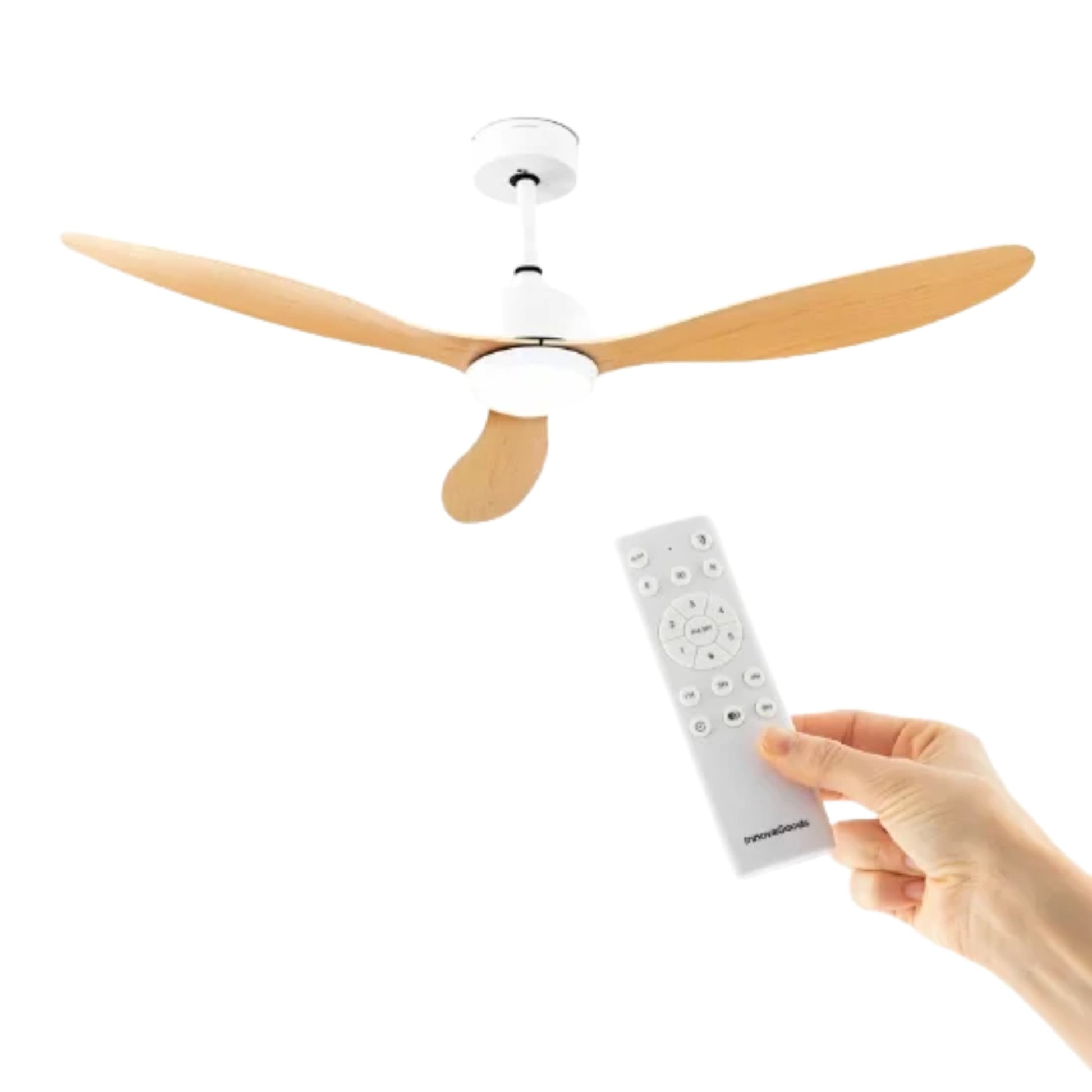 Ventilador de techo LED 36W con 3 aspas efecto madera y luz regulable