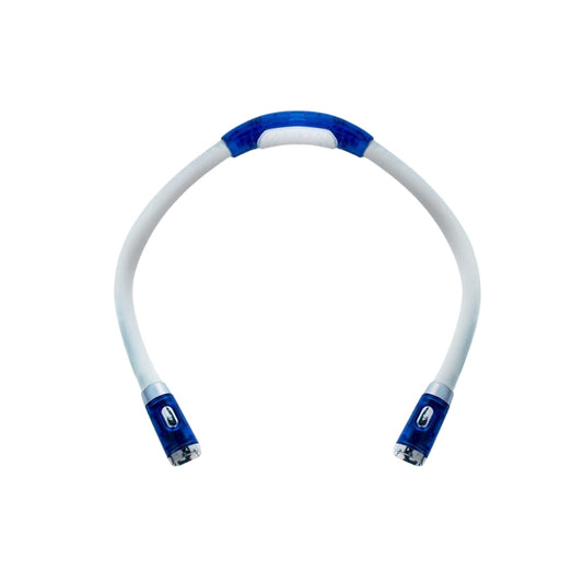 Luz LED de lectura para cuello flexible en color azul sobre fondo blanco