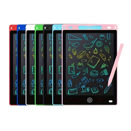 Tableta LCD 12″ negra mostrando dibujo en colores neón