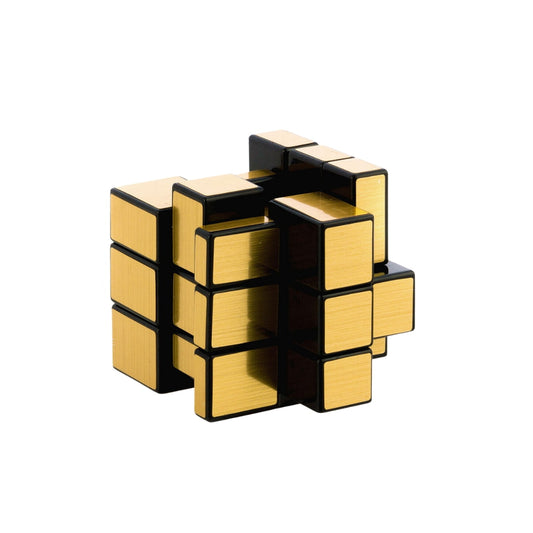 Cubo Rubik 3D Ubik dorado con diseño irregular y acabado metálico brillante