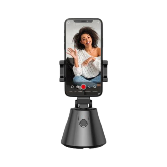 Trípode inteligente con soporte para smartphone, función de seguimiento facial 360°.