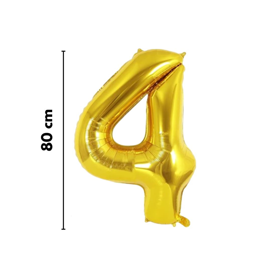 Globo dorado número 4 metálico de 80 cm para eventos especiales y fotos