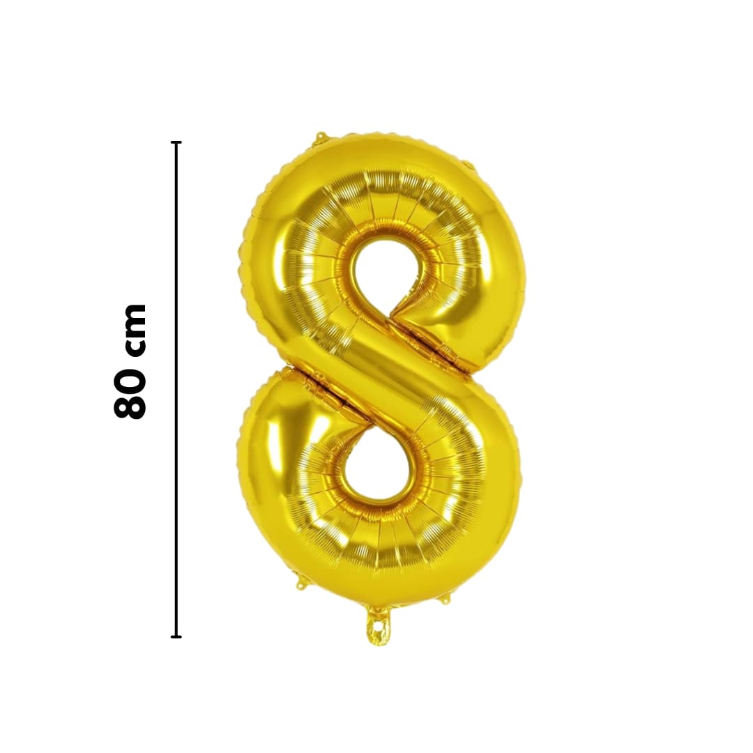 Globo dorado número 8 metálico de gran tamaño para decorar eventos especiales