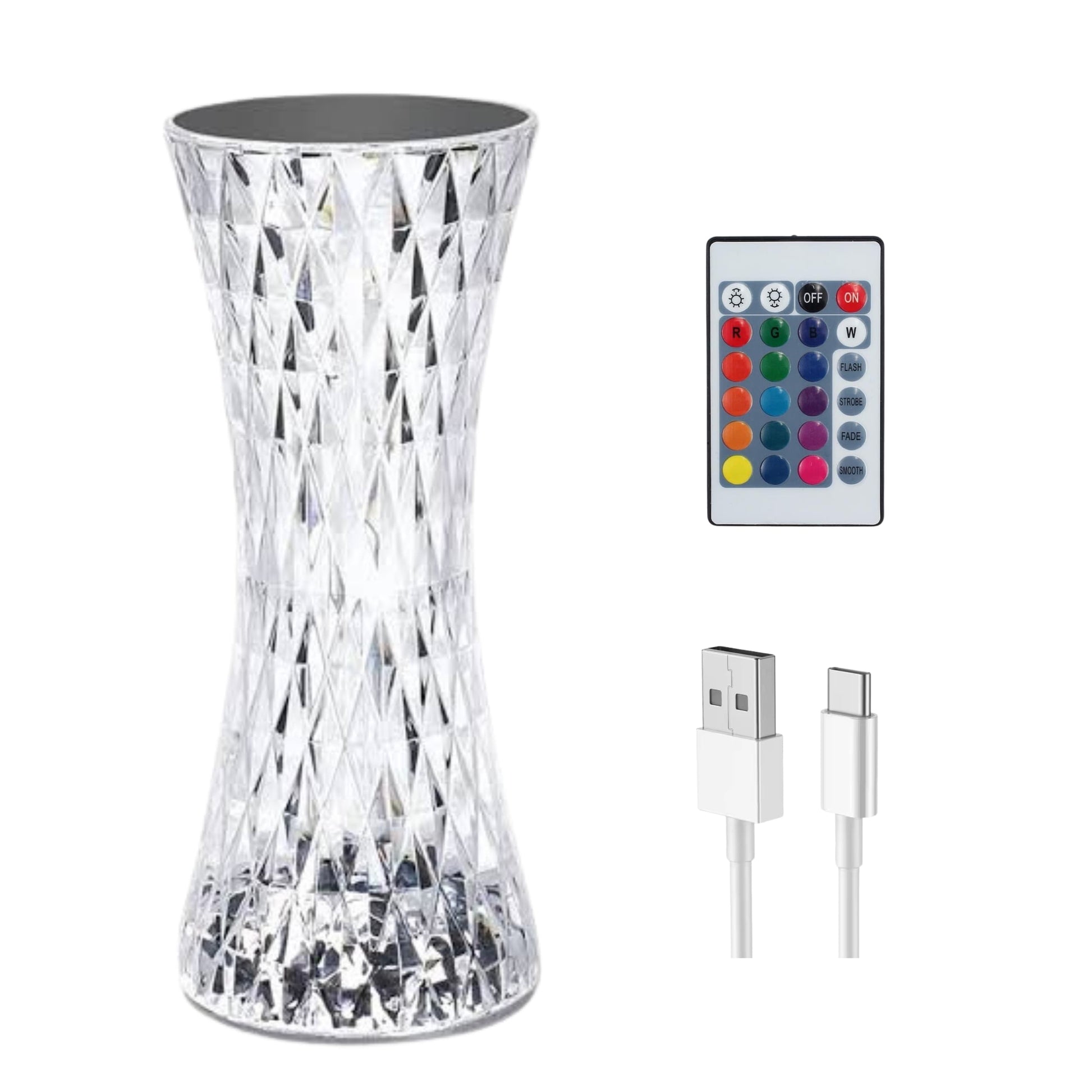 Lámpara LED vista lateral, con base táctil y cuello flexible orientado hacia abajo.