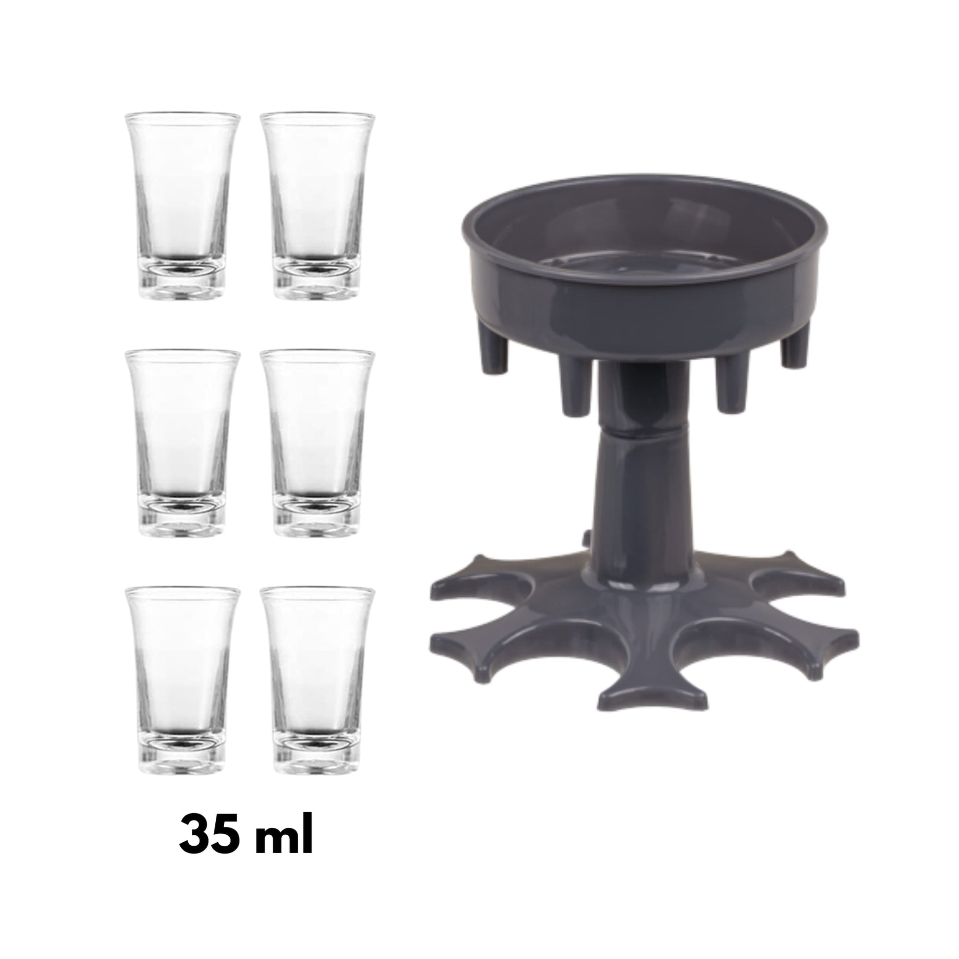 Sirve 6 chupitos simultáneamente sin derrames, perfecto para celebraciones.