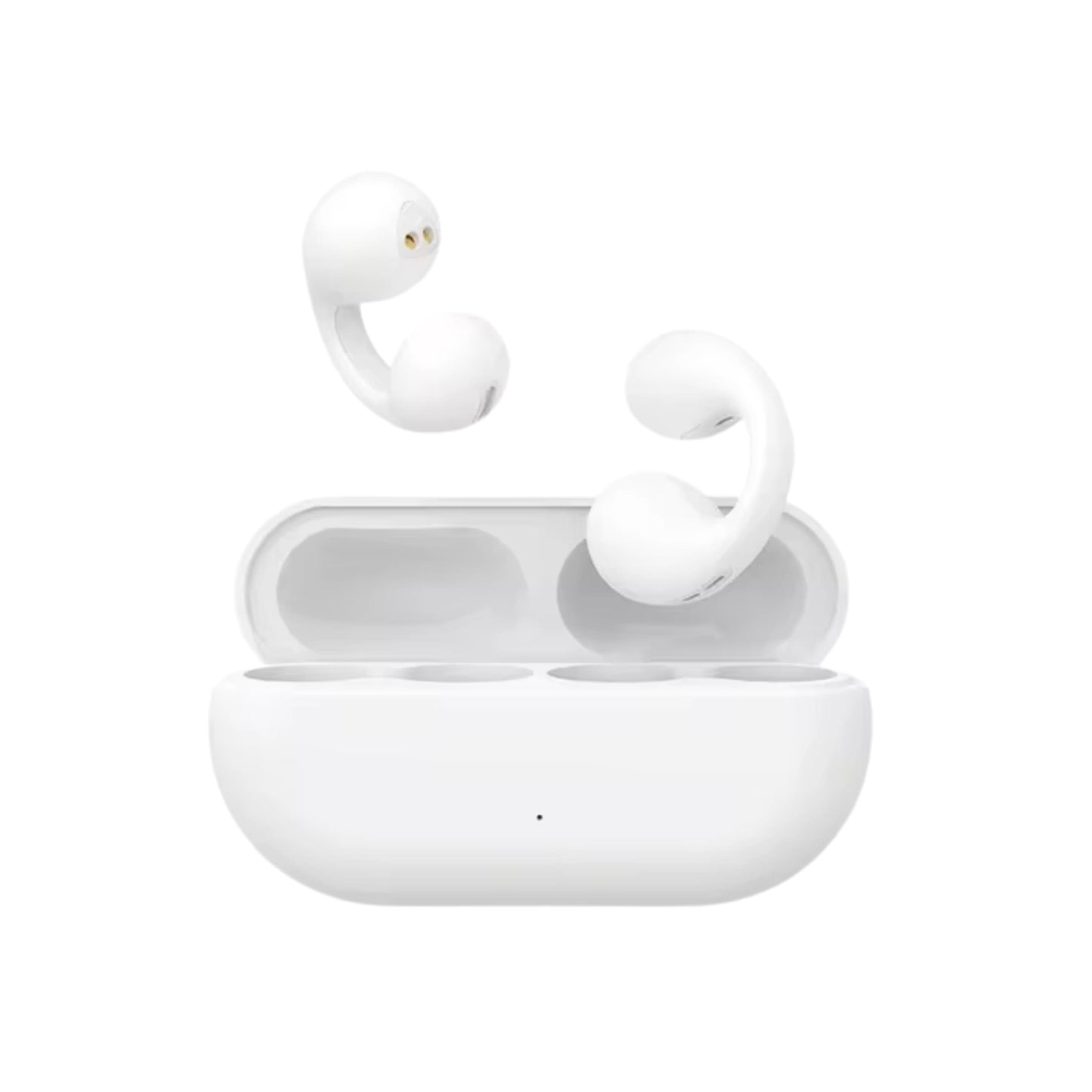 Vista detallada de auriculares TWS con diseño seguro y envolvent