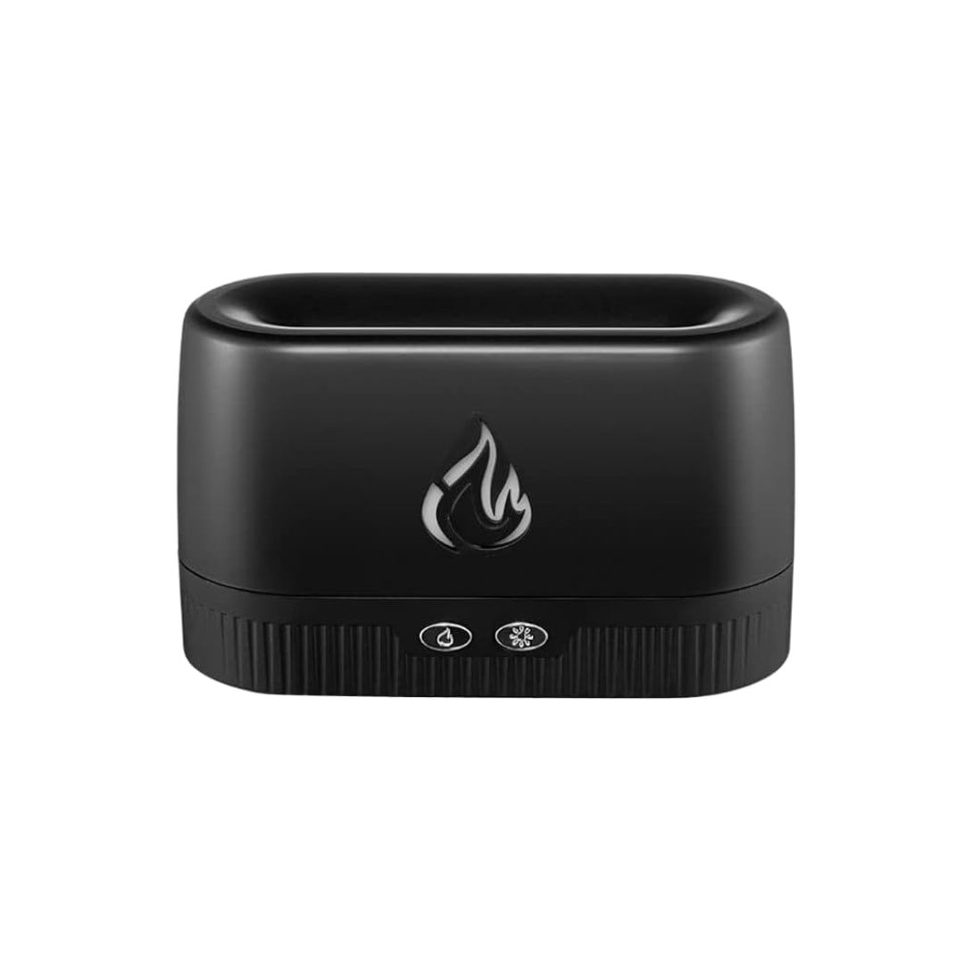 Vista lateral del humidificador ultrasónico con luz LED simulando llama