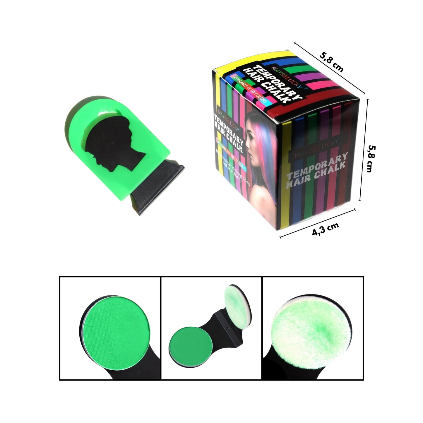 Aplicación fácil de tiza para cabello ColorSnap, colores lavables y seguros para niños