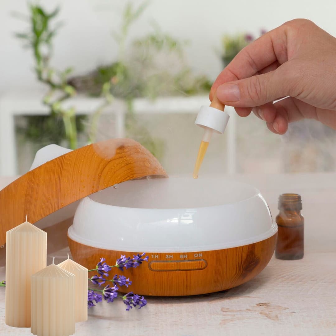Difusor de aromas con luz LED RGB y temporizador ajustable para relajación