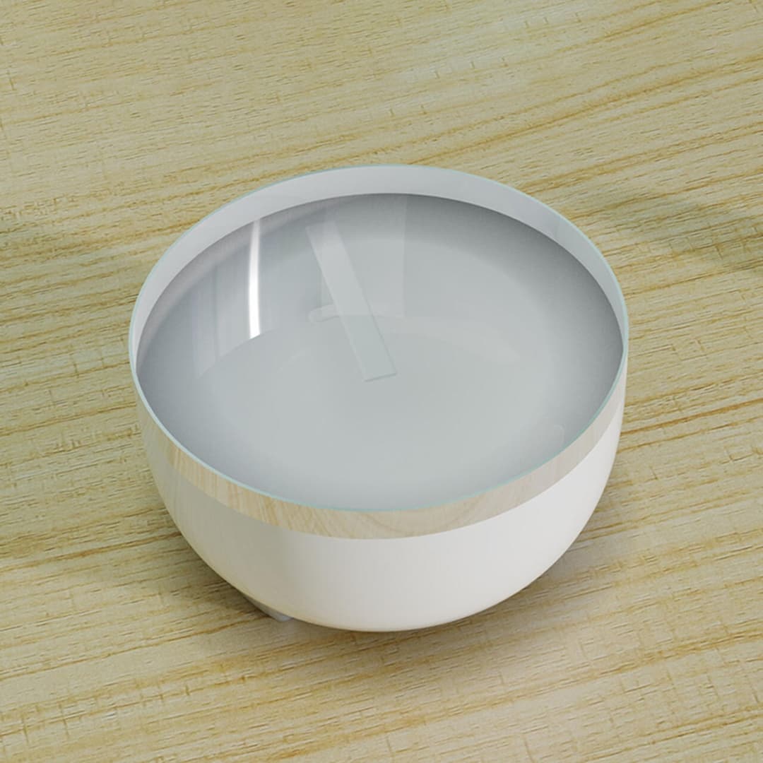 Detalle del botón táctil del humidificador con iluminación LED activada