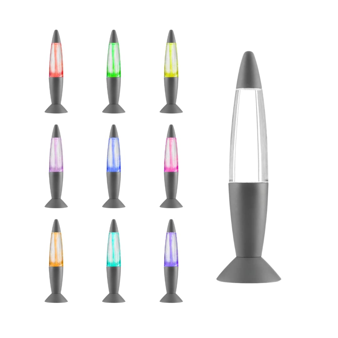 Lámpara Tornado Twamp iluminando habitación con luces LED RGB cambiantes