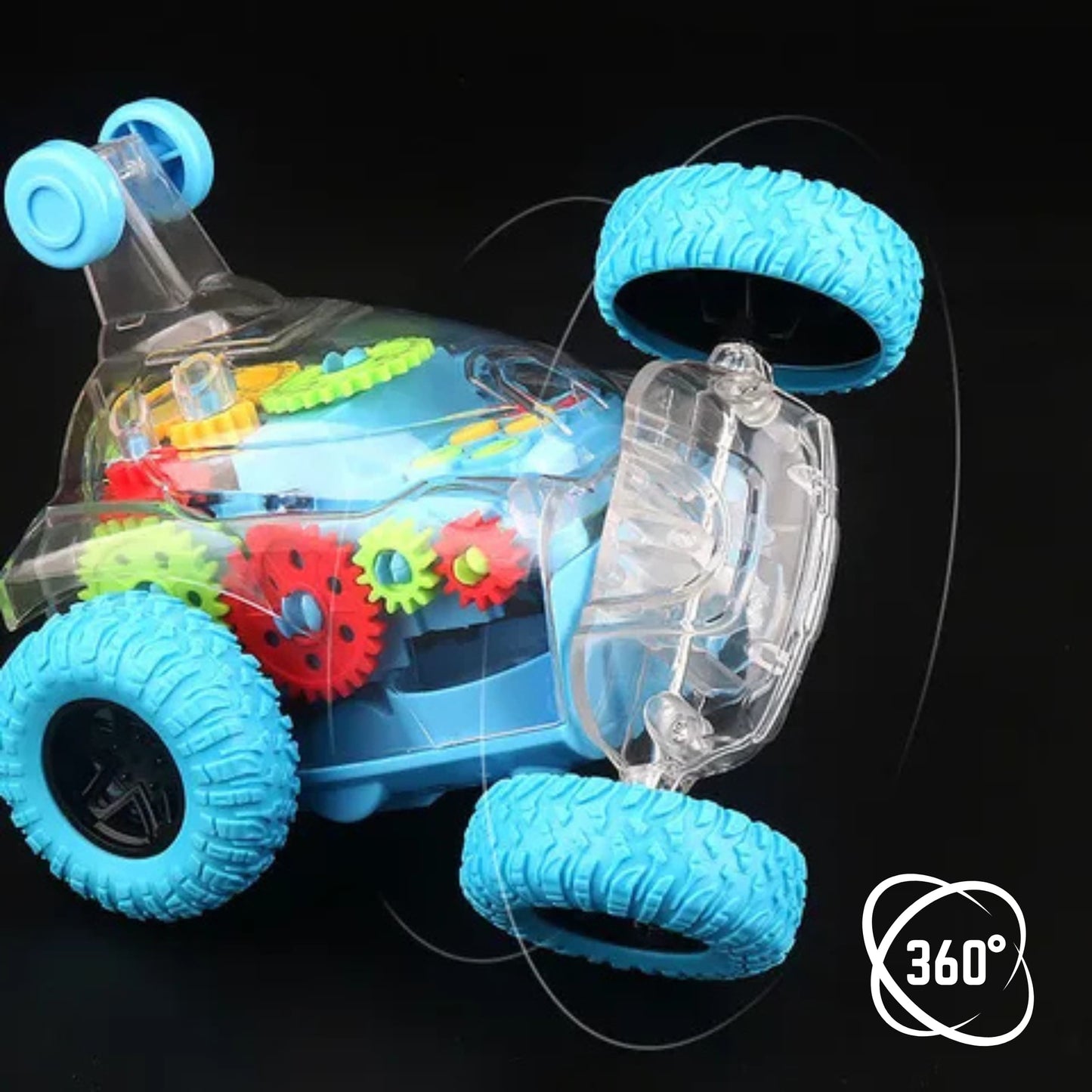 Coche rotando sobre su eje en maniobra de giro completo iluminado con LEDs