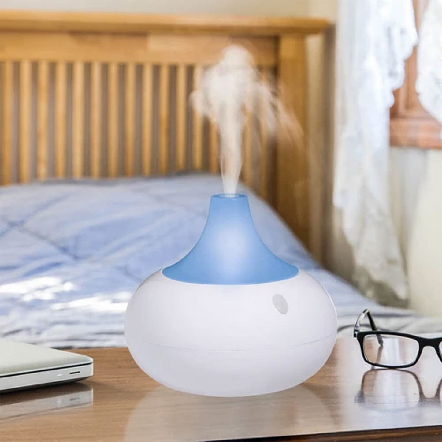 Funcionamiento LED multicolor con vapor suave creando ambiente relajante