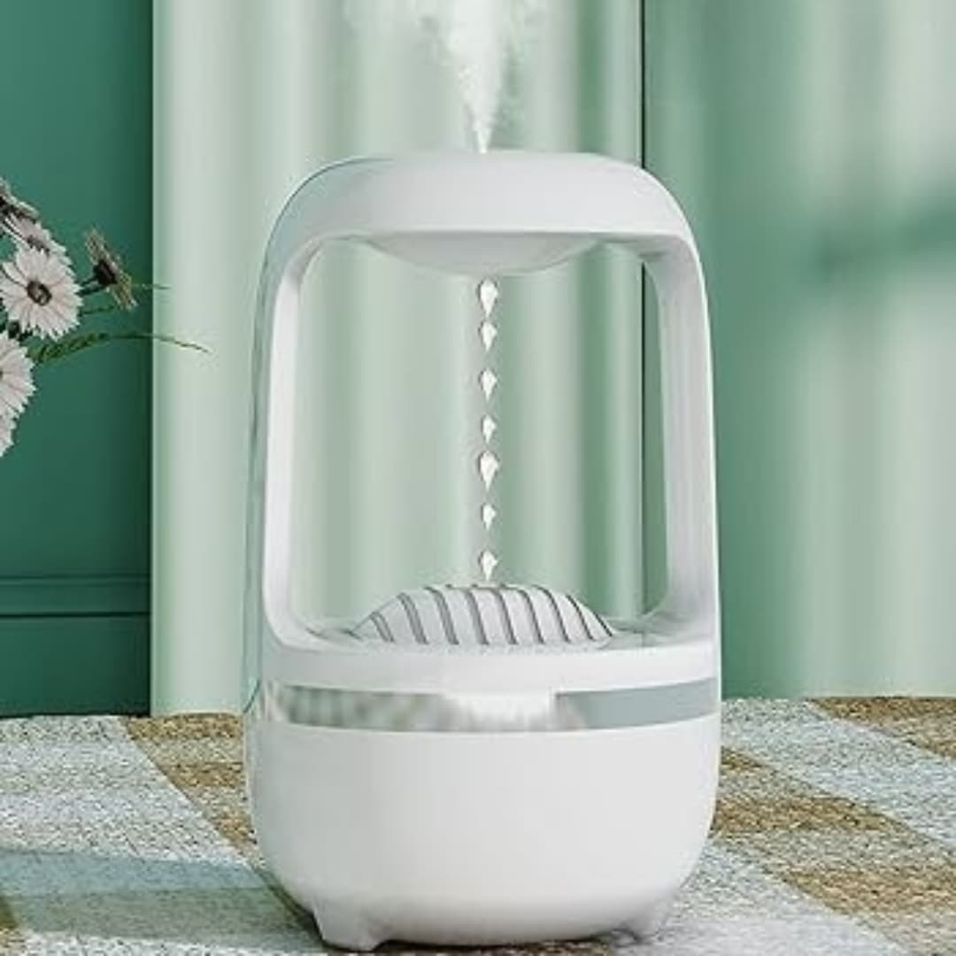 Humidificador 500ml funcionando en ambiente de relajación con luz cálida