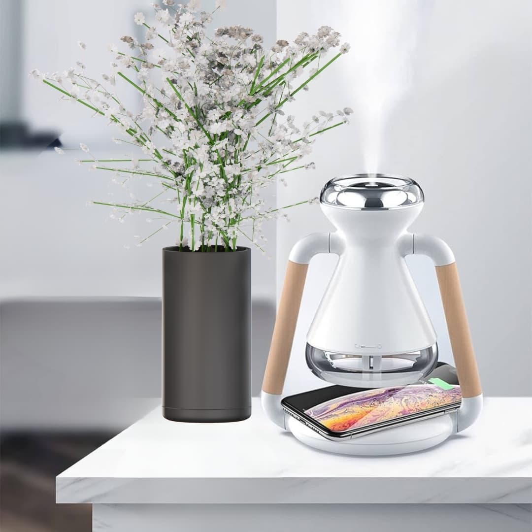 Soporte ajustable 180° del humidificador 3 en 1 para visualizar el móvil cómodamente