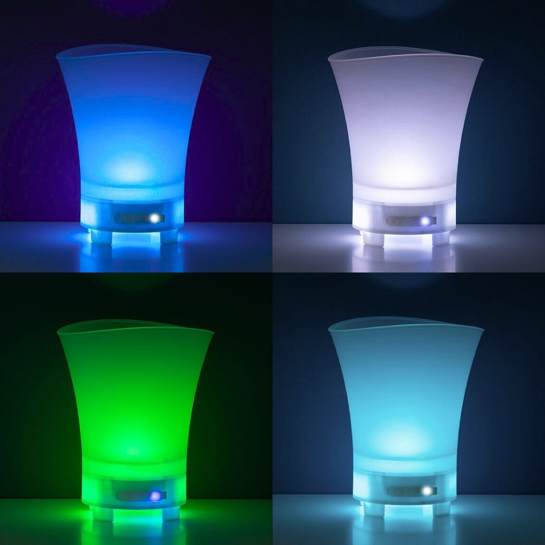 Modo de iluminación al ritmo de la música en cubitera LED con altavoz