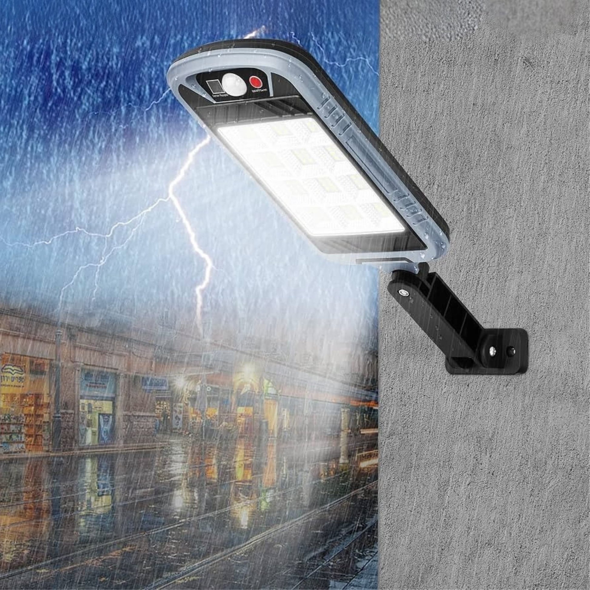 Luz solar LED exterior con sensor PIR y diseño ultra delgado IP65