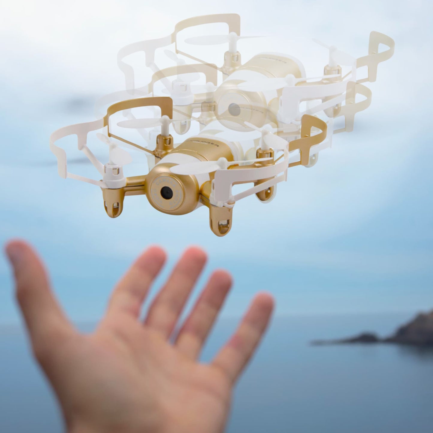 Empaque oficial del Mini UFO Explorer mostrando diseño compacto para regalo 