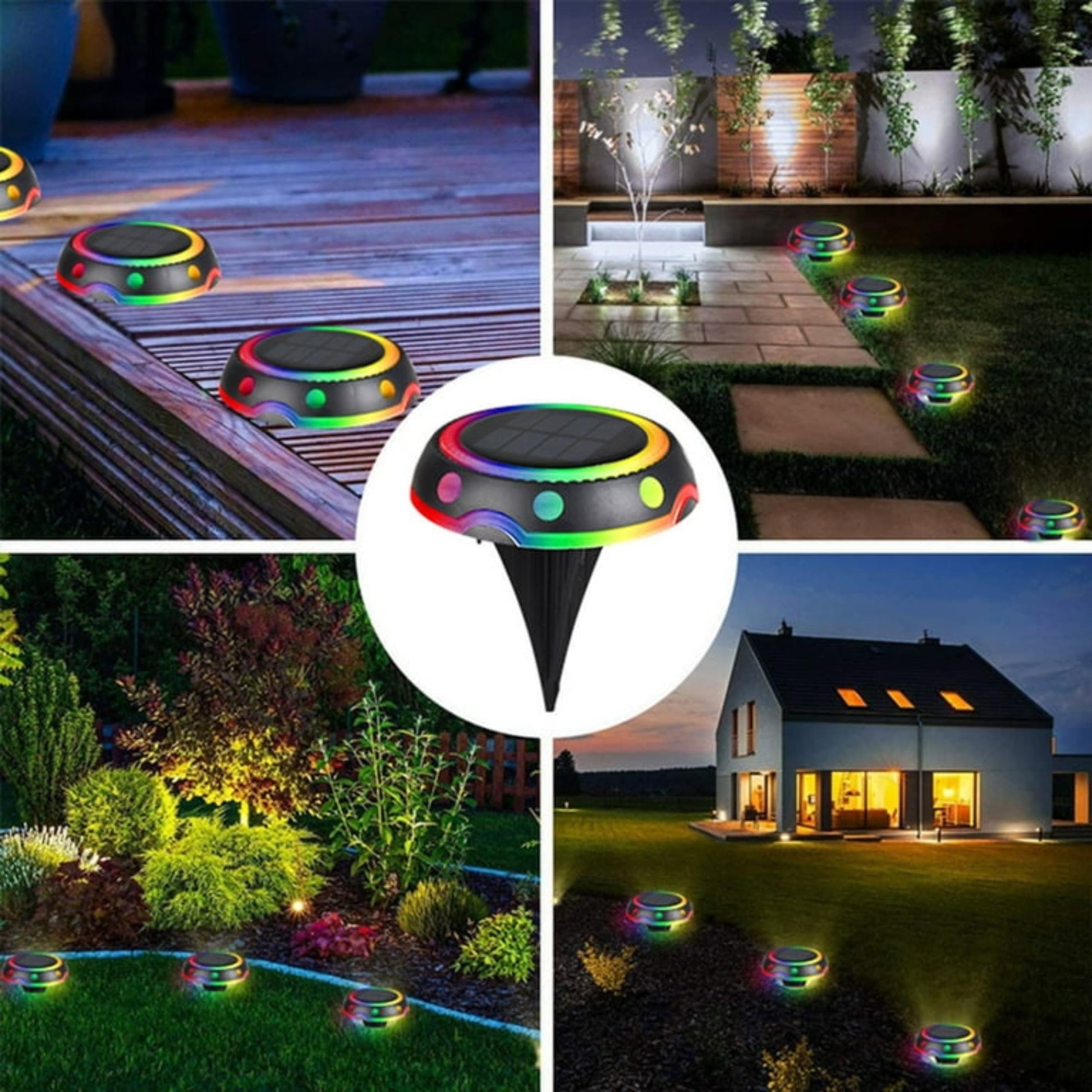 Luz solar decorativa RGB con estructura compacta y resistencia al agua