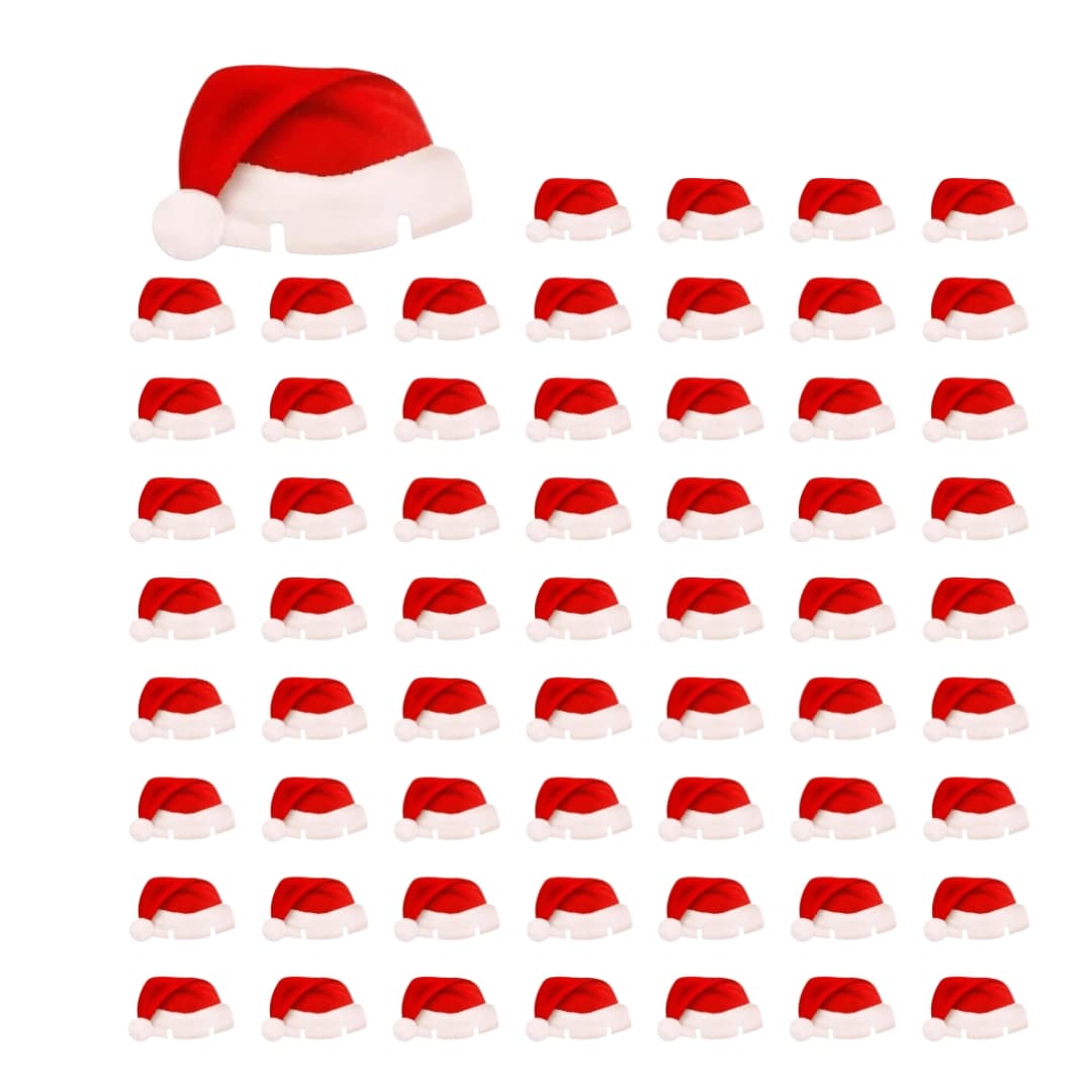 Set de 60 mini gorros navideños para decorar copas, perfecto para celebraciones medianas y eventos 