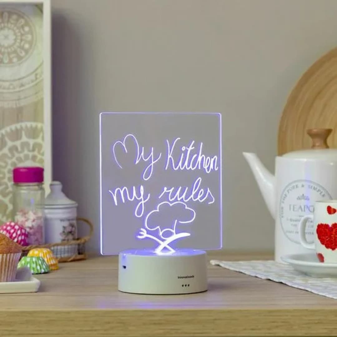Tablero de escritura LED con alimentación por USB o pilas, portátil y versátil