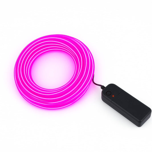 Vista principal del cable neón LED rosa flexible sobre fondo blanco.